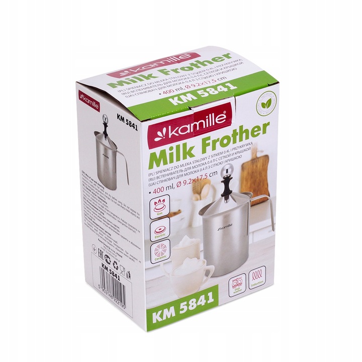 SPIENIACZ DO MLEKA UBIJAK 400ml STALOWY KAMILLE