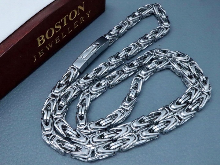 GRUBY SREBRNY ŁAŃCUSZEK NA SZYJĘ SPLOT KRÓLEWSKI