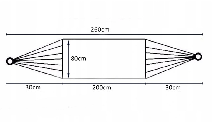 HAMAK OGRODOWY TURYSTYCZNY JEDNOOSOBOWY Z DRĄŻKIEM MOCNY 1 OSOBOWY 260x80CM