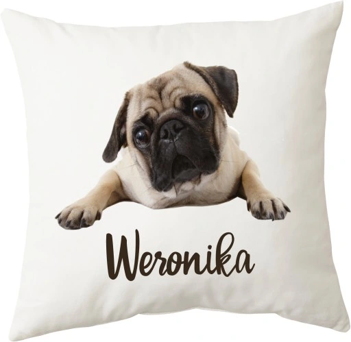 Zestaw Poduszka + Kubek z MOPSEM + Twoje IMIĘ