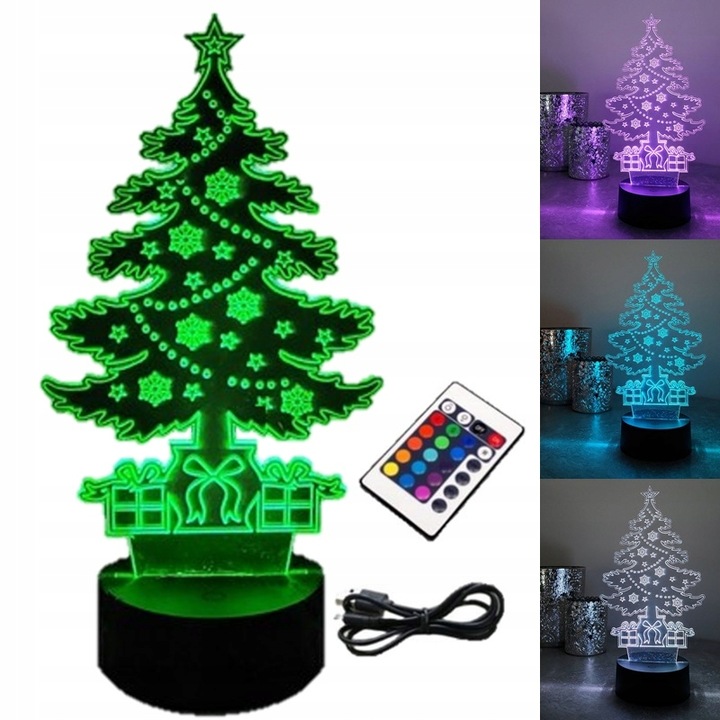 OZDOBA ŚWIĄTECZNA CHOINKA 3D LED KOLORY RGB PILOT