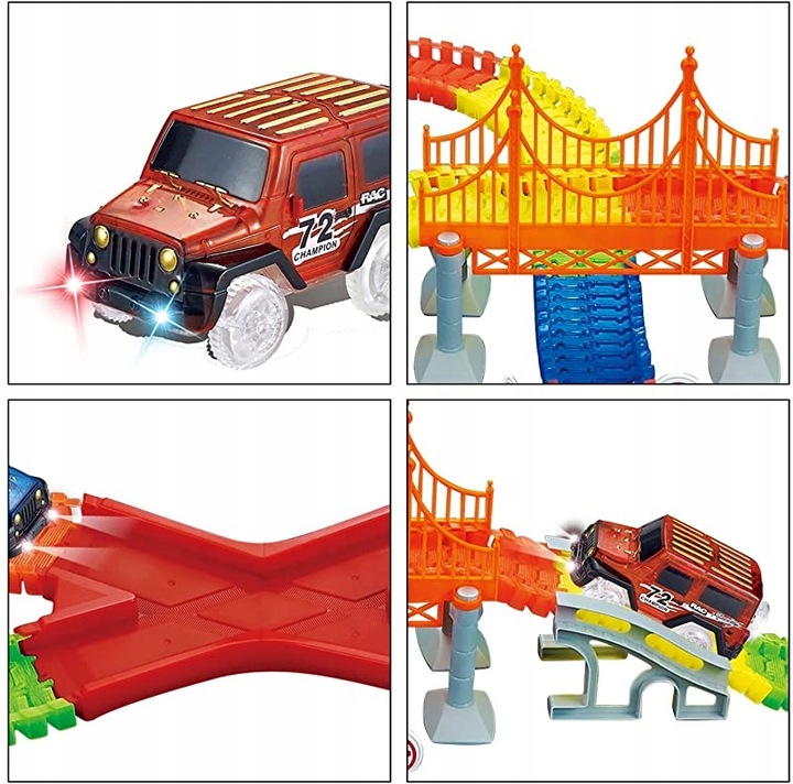 TOR SAMOCHODOWY ŚWIECĄCY 360el + 2 AUTKA MAGIC TRACKS MOST 1808