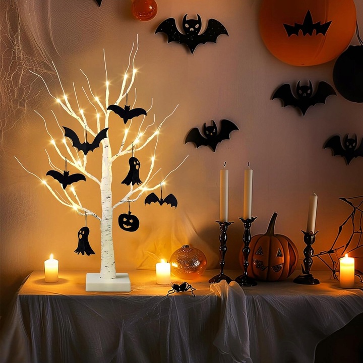 DEKORACJE ŚWIĄTECZNE 2SZT 60CM ŚWIECZĄCE BRZOZY LED ŚWIĄTECZNE DRZEWO STÓŁ