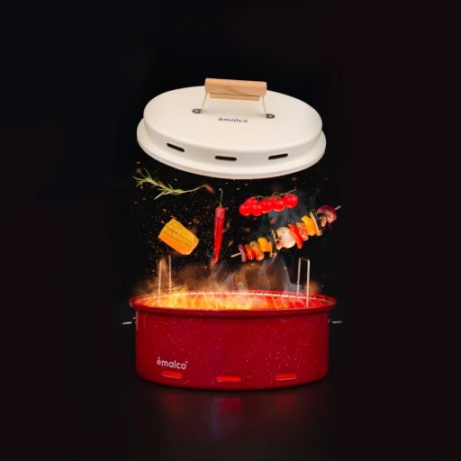 Grill emaliowany czerwony nakrap. Emalco |Barbeque