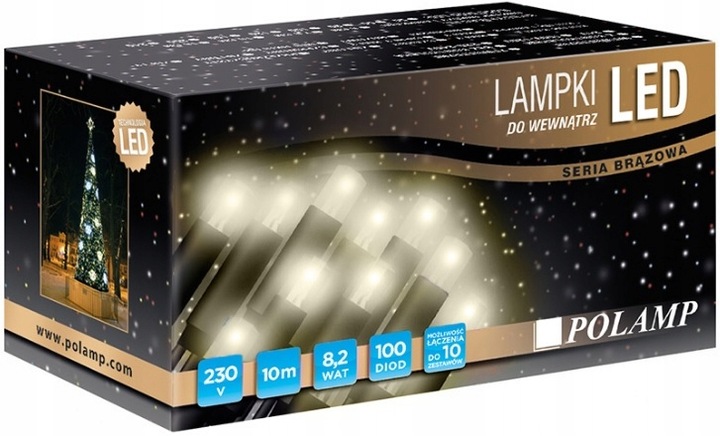 Lampki choinkowe Polamp led 10m 100pkt WW brąz wewnętrz