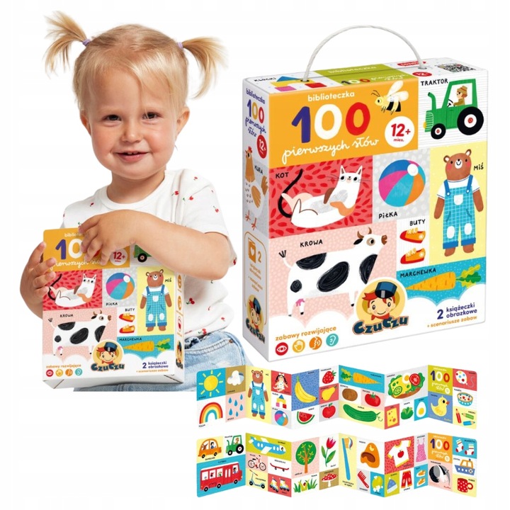 CzuCzu BIBLIOTECZKA 100 Pierwszych Słów Książeczki Harmonijki Malucha 1+