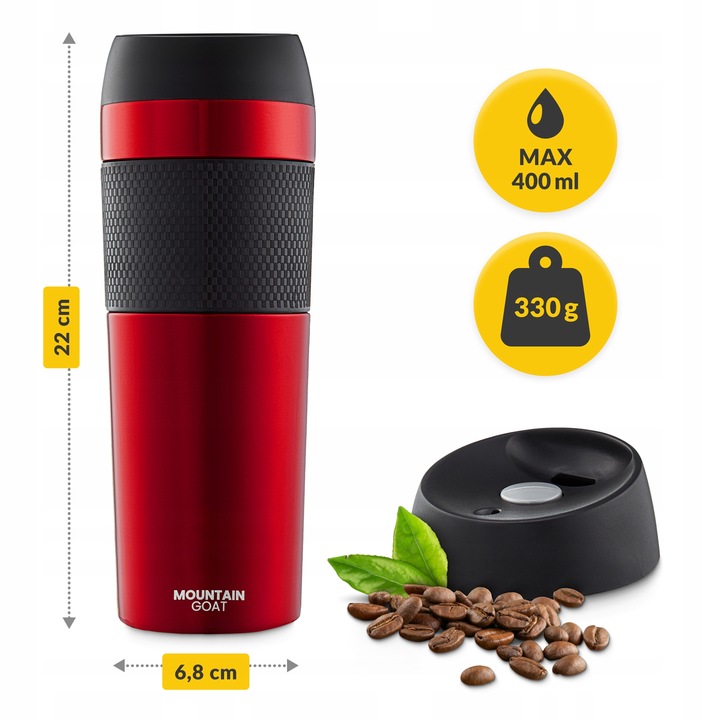 KUBEK TERMICZNY TERMOS GORĄCE NAPOJE DO 12H-24H KAWA HERBATA SZCZELNY 400ml