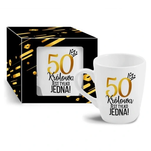 Kubek Torebka Kartka PREZENT na 50 URODZINY DLA KOBIETY, 50tkę