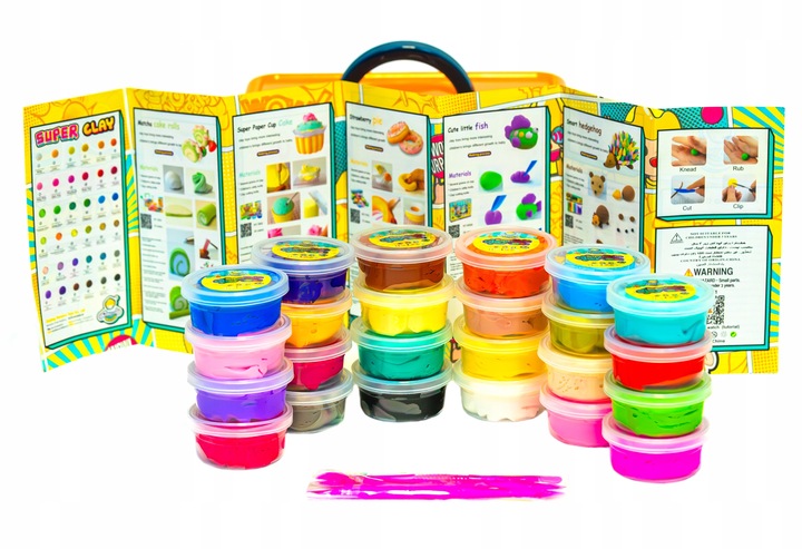 CLAYDOLL PIANKOLINA MASA PLASTYCZNA 24 sztuki BIG BOX + AKCESORIA + WALIZKA