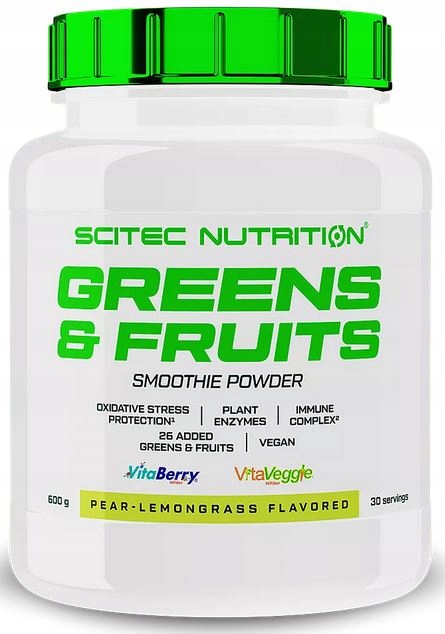 Scitec Greens & Fruits 600g owoce warzywa smak Gruszka z cytryną