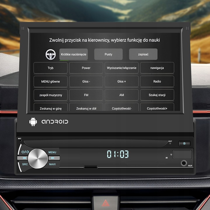 RADIO SAMOCHODOWE 1 DIN ANDROID 13 GPS USB WIFI DAB+ WYSUWANY AUX CARPLAY