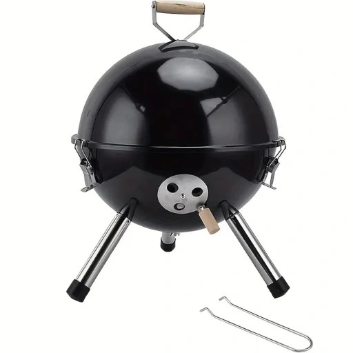 GRILL KOPUŁOWY OGRODOWY ZAMYKANY GRIL Z POKRYWKĄ WĘGLOWY BRYKIET OKRĄGŁY