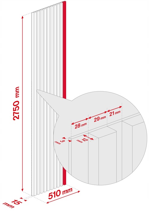 LAMELE ŚCIENNE DĄB RIVIERA NA PŁYCIE HDF CZARNEJ 510x2750mm
