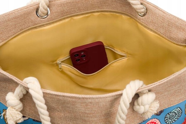 Torba Plażowa Duża Zapinana Na Zamek Torebka Shopper z Podszewką Piknik XXL