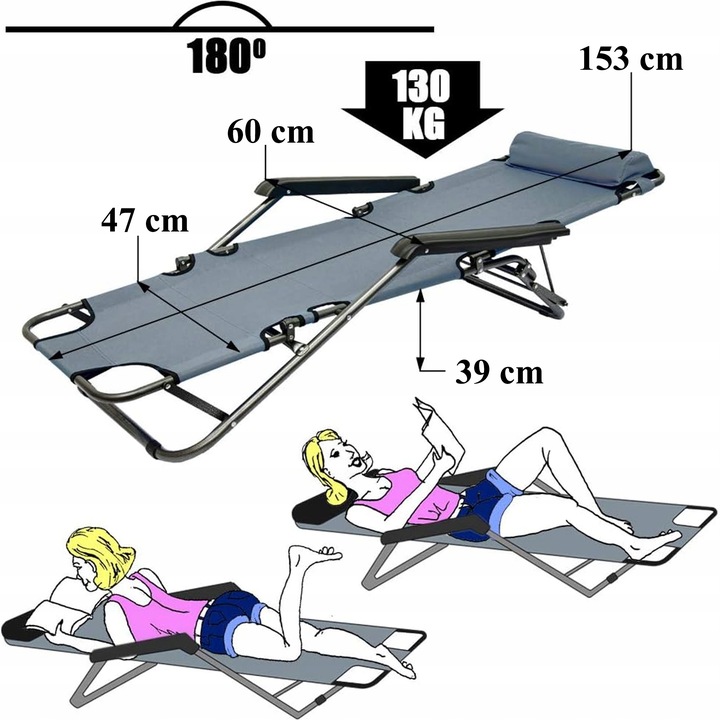 Leżak RC-K-872 metal szary