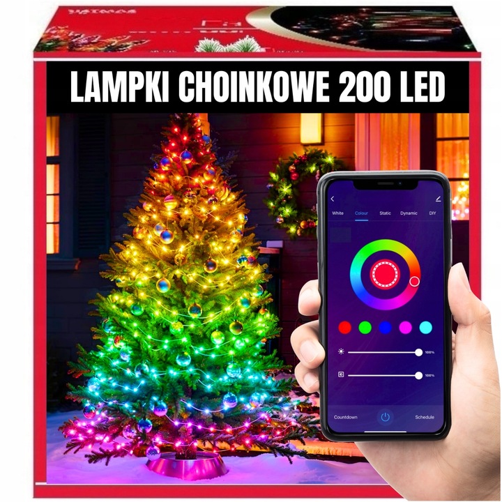 INTELIGENTNE Lampki Choinkowe 200LED SMART FLASH Bluetooth Apka PILOT 20m