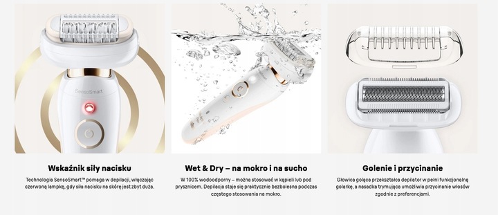 DEPILATOR BRAUN SILK-epil 9 FLEX RUCHOMA GŁOWICA 3D + 3 NASADKI + ETUI