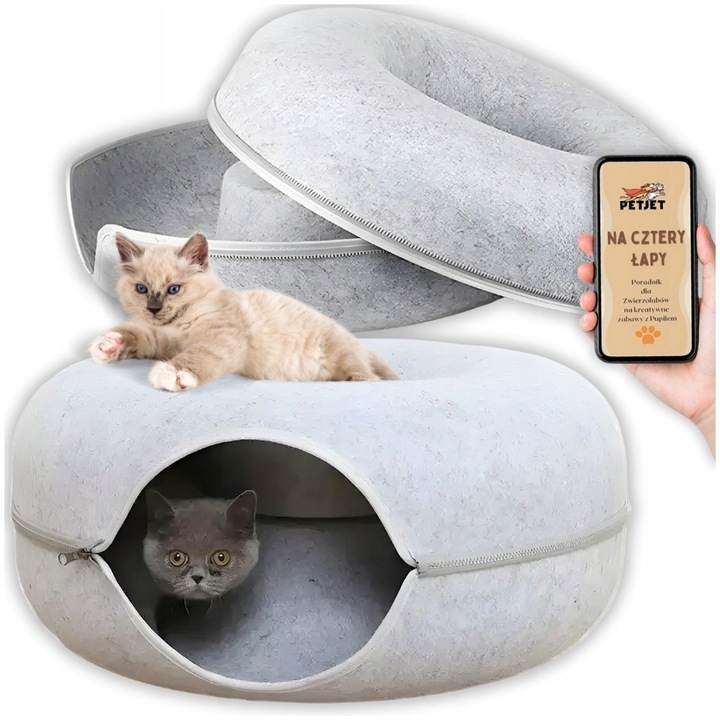 Legowisko tunel donut domek posłanie zabawka antystresowe dla kota okrągły