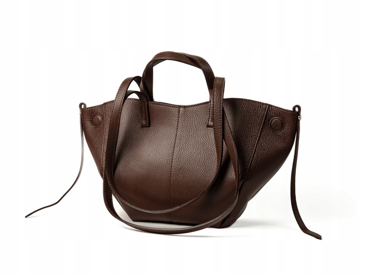 Torebka Damska ze Skóry Naturalnej z Magnetycznymi Zapięciami Cognac