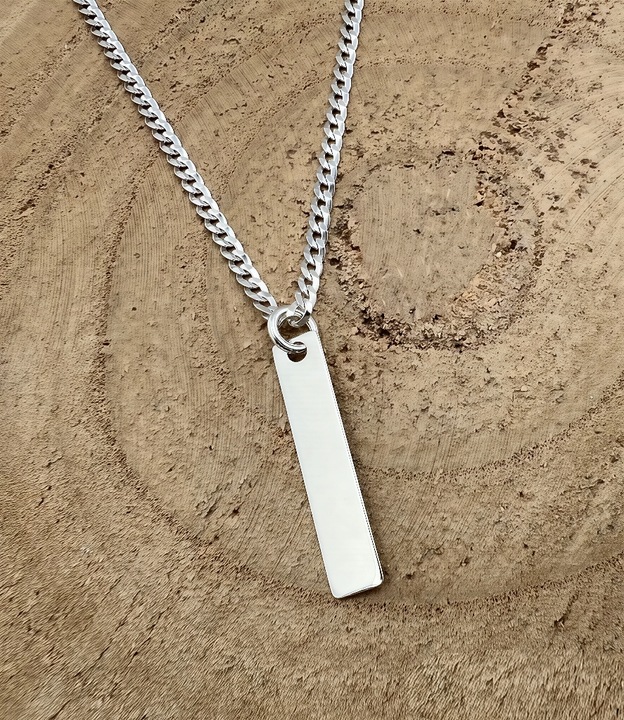 Łańcuszek męski srebrny 925 pancerka 50 cm z blaszką i grawerem na prezent