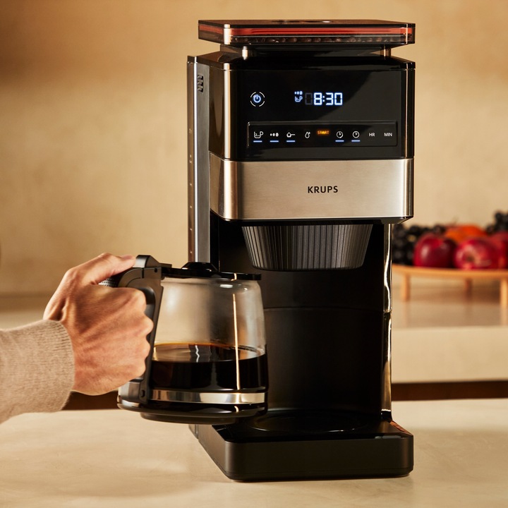 Ekspres przelewowy z wbudowanym stalowym młynkiem KRUPS Grind&BrewXL KM8428