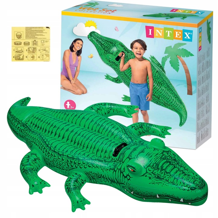 DUŻY DMUCHANY KROKODYL INTEX XXL MATERAC PLAŻOWY NA BASEN DLA DZIECI