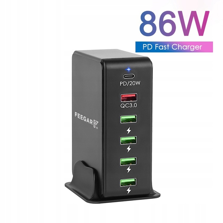 Ładowarka sieciowa Feegar Tower 86W 6x USB Typ C