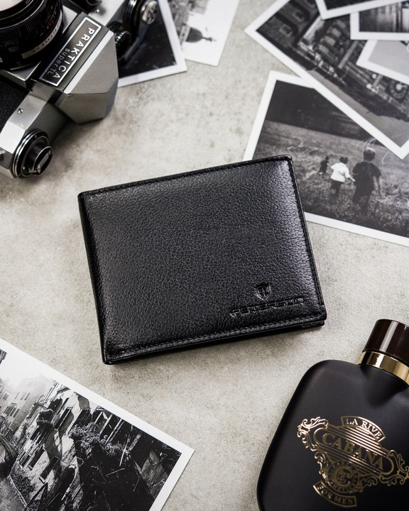 Portfel męski skórzany mały PETERSON ochrona RFID na karty pudełko prezent