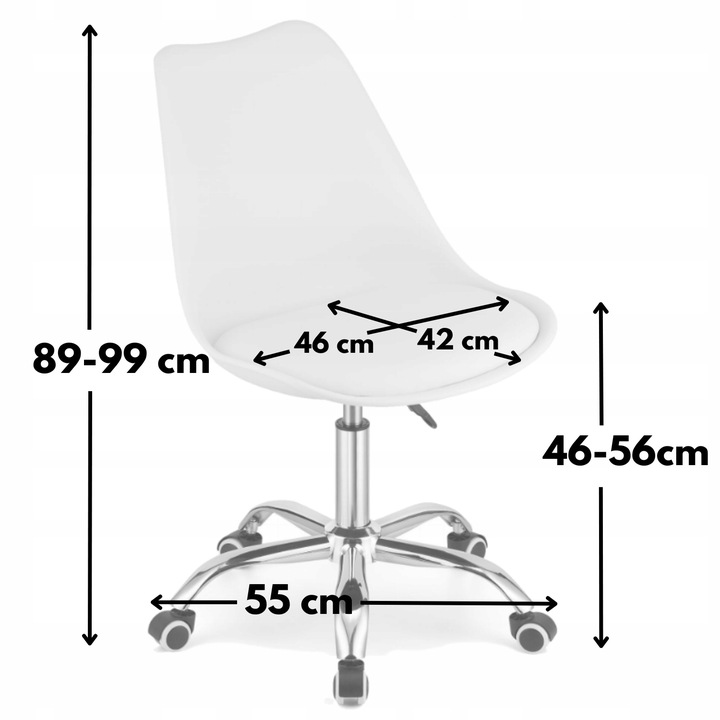 KRZESŁO FOTEL OBROTOWY BIAŁY BIUROWY REGULOWANY DLA DZIECKA DO BIURKA NAUKI