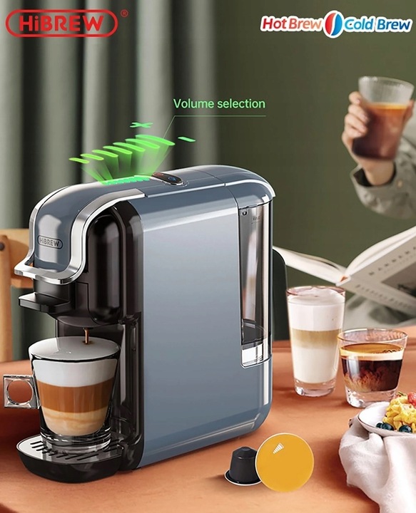 HiBREW H2B Ekspres do kawy wielokapsułkowy 5 w 1 SZARY