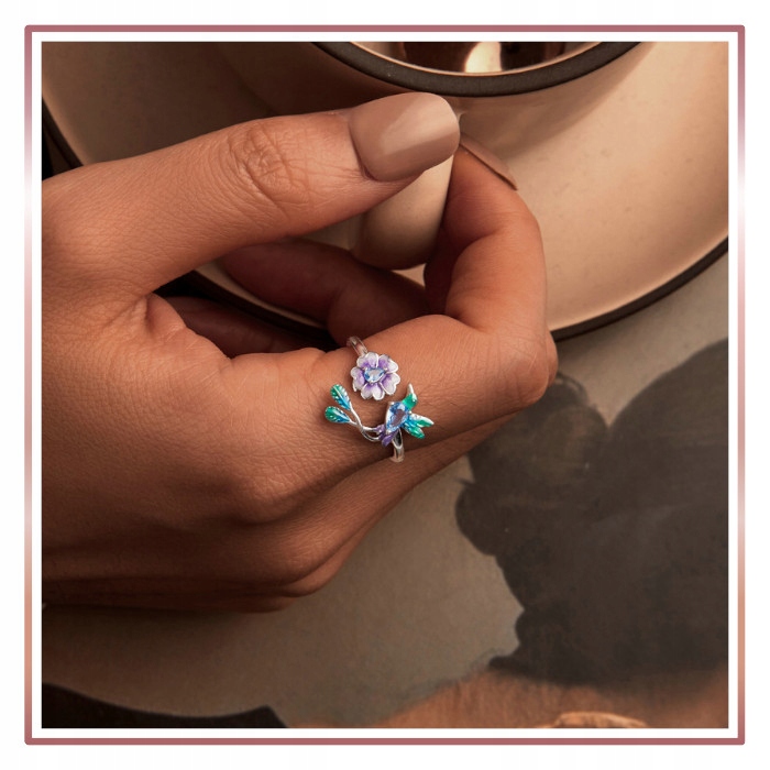 Srebrny Pierścionek Otwarty UROCZY RAJSKI PTAK S925