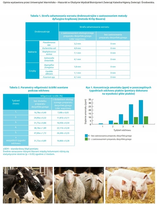 SUCHA DEZYNFEKCJA kurnika obory gołębnika Dezynfekant LIDER 25KG