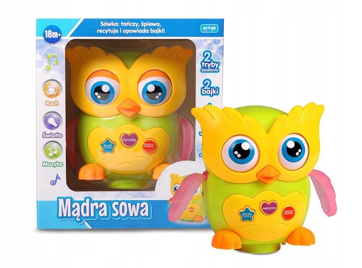 NA PREZENT Mądra Sowa Interaktywna Opowiada bajki chodzi