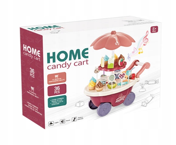 STOISKO NA LODY WÓZEK LODZIARNIA SKLEP ZE SŁODYCZAMI DLA DZIECI ZAKUPY 36EL