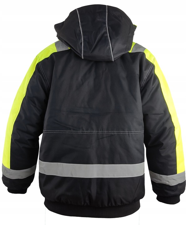 OCIEPLANA Kurtka BOMBERKA robocza ZIMOWA męska z kapturem ODBLASKOWA bhp OC