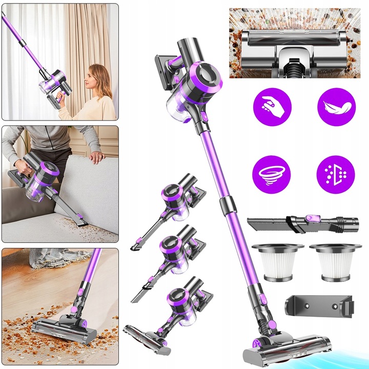 ODKURZACZ AKUMULATOROWY PIONOWY RĘCZNY BEZPRZEWODOWY 400W 4W1 30kPa DO DOMU