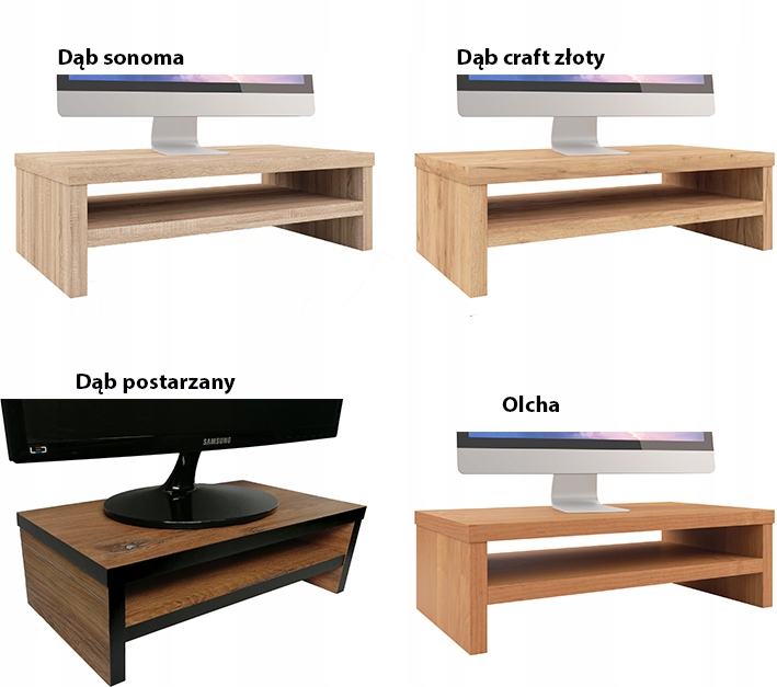 Podstawka pod monitor Na Wymiar z półką Dąb Sonoma niewidoczny montaż