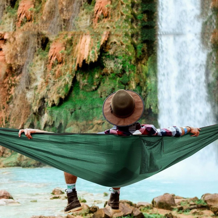 HAMAK KEMPINGOWY Z MOSKITIERĄ, HAMAK PODRÓŻNY DO UŻYTKU NA ZEWNĄTRZ, 270 CM