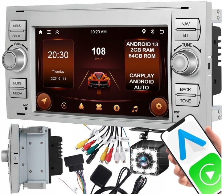 RADIO SAMOCHODOWE do FORD KUGA S-MAX C-MAX CARPLAY USB RDS GPS WIFI ANDROID