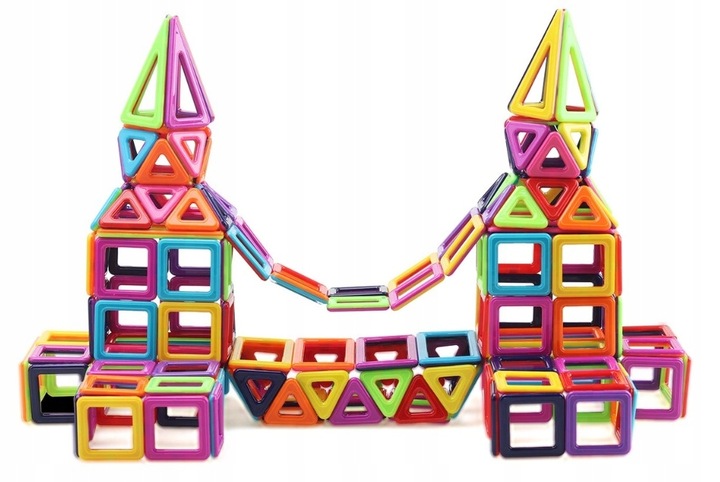 KLOCKI MAGNETYCZNE KONSTRUKCYJNE PANELE NEODYMOWE DLA DZIECI ZESTAW 128 EL.