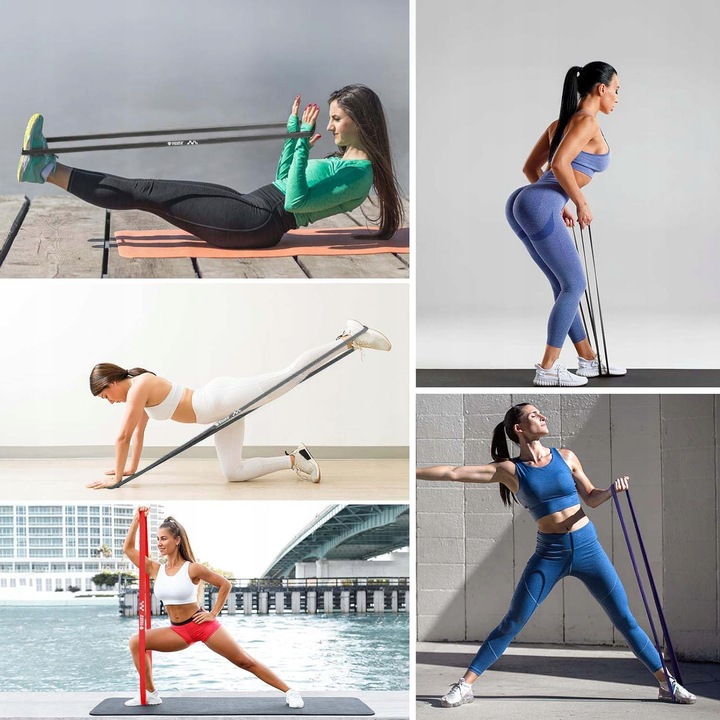 Zestaw 5 Gumy Taśmy Oporowe do Ćwiczeń Treningowe Powerband WYSOKA JAKOŚĆ