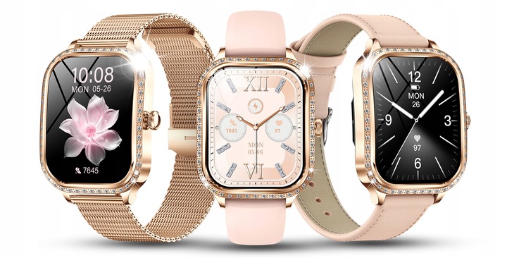 SMARTWATCH DLA KOBIETY DAMSKI ZEGAREK ROZMOWY MENU POLSKIE PULS + 3 PASKI