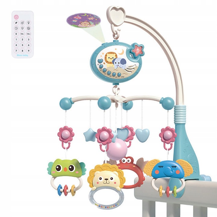 Karuzela do łóżeczka dziecięcego projektor gwiazd zwierzątka 400 melodii