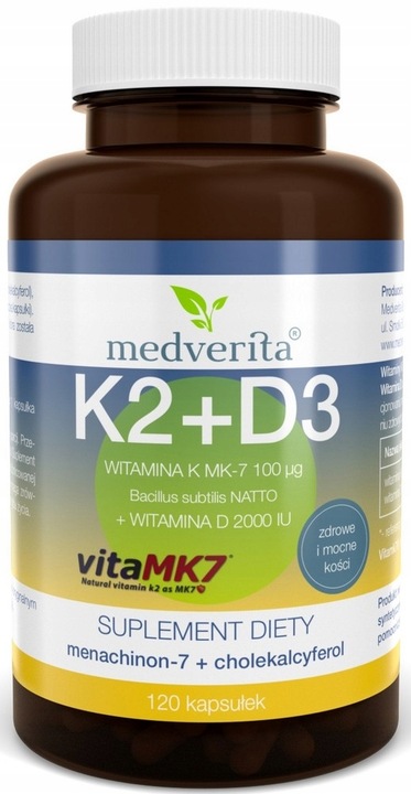 Medverita Witamina K2 MK-7 100 mcg + D3 2000 IU 120 kapsułek