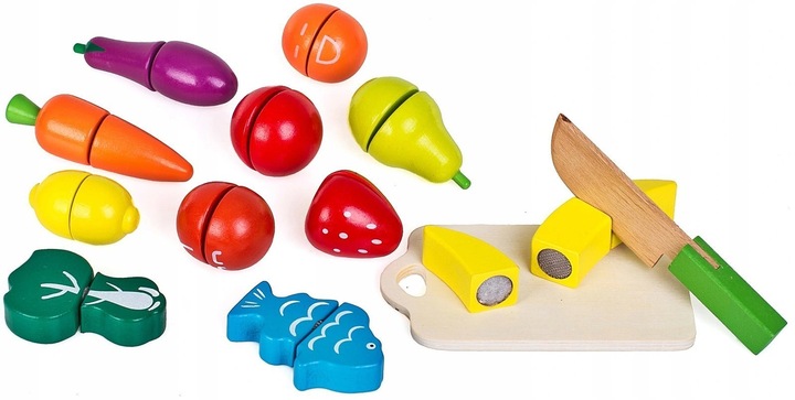 Drewniane Warzywa Owoce do Krojenia Zestaw na Rzep Montessori Klocki Puzzle