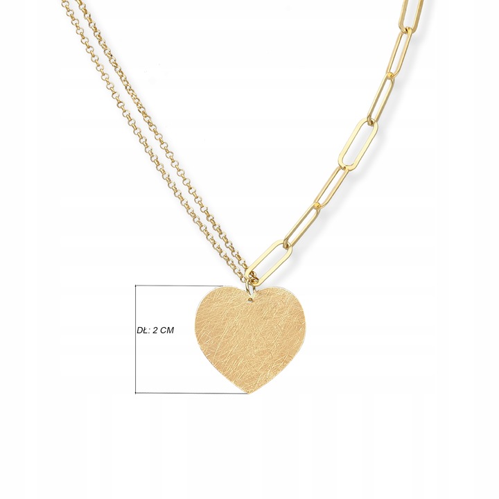 NASZYJNIK SREBRNY POZŁACANY Z SERCEM