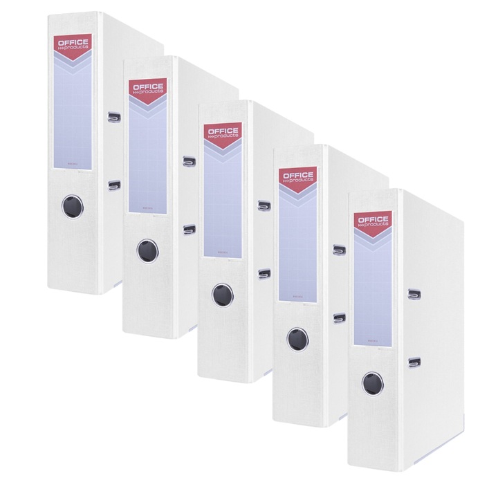 Segregator OFFICE PRODUCTS Officer z szyną, PP, A4/75mm, biały - 5szt