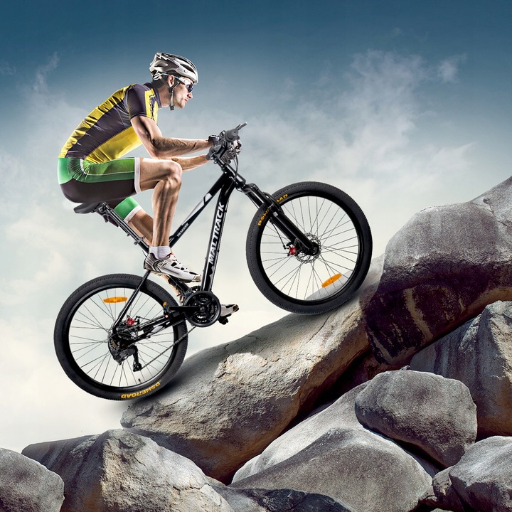 ROWER GÓRSKI MTB MANETKI 21 BIEGÓW 2 TARCZE RAMA 15" KOŁA 26" NÓŻKA