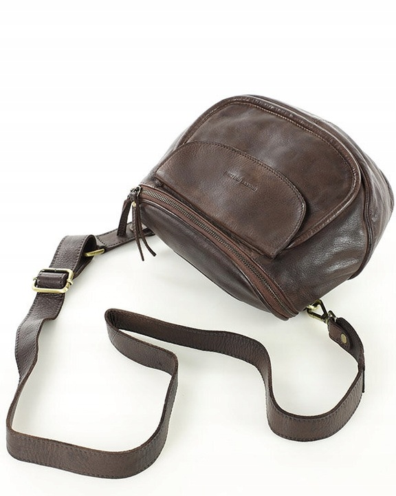 Torebka LISTONOSZKA damska SKÓRZANA szeroki pasek