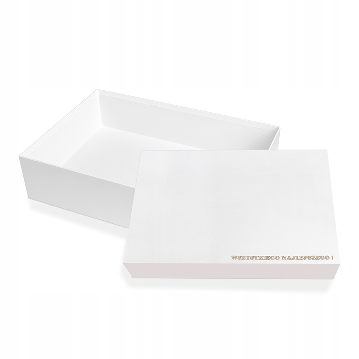 Pudełko ozdobne prezentowe 40x30x10cm białe Rubicello mocne z naklejką